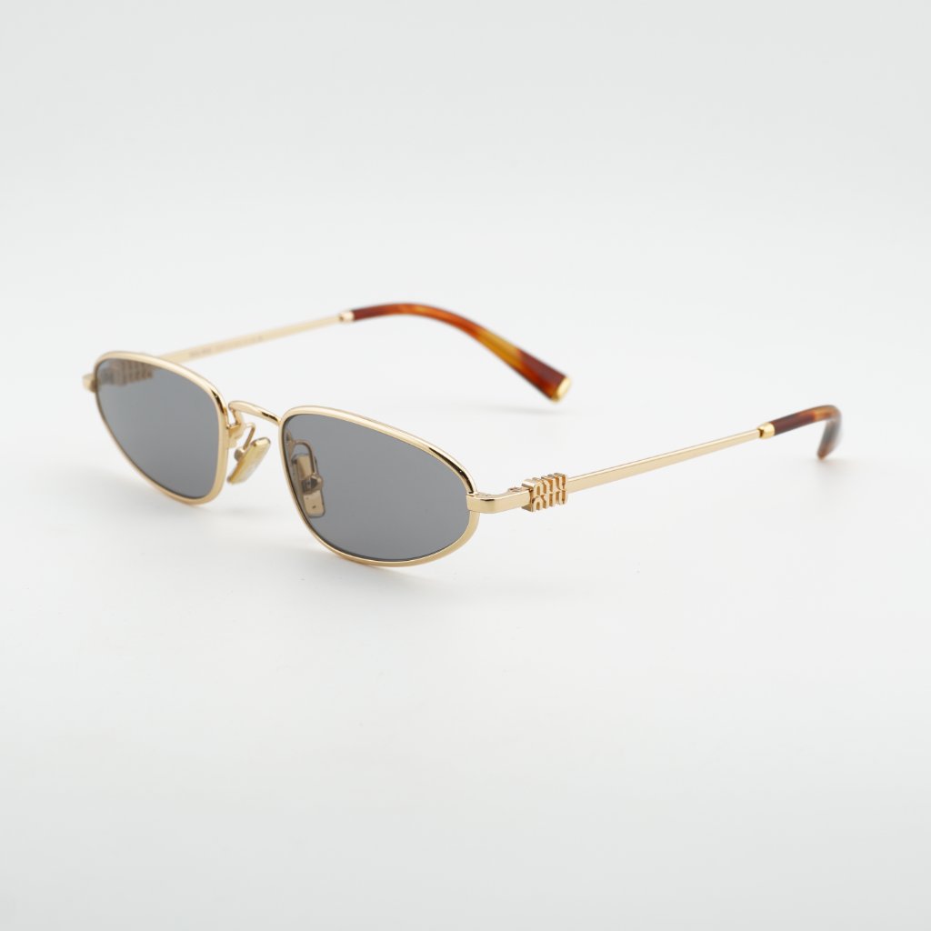 Miu Miu Mua52s 5ak40o Sunglasses Gold Cat Eye Frame, Grey Lenses
